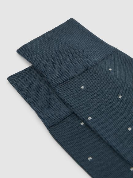 Reiss Mario Polka Dot Print Cotton Blend Socks - view 2, Airforce Blue