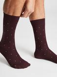 Reiss Mario Polka Dot Print Cotton Blend Socks, Bordeaux