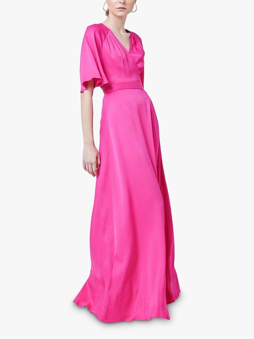 Product image 1 of 4, which shows Maids to Measure Margot Belted Maxi Dress, Hot Pink, 8