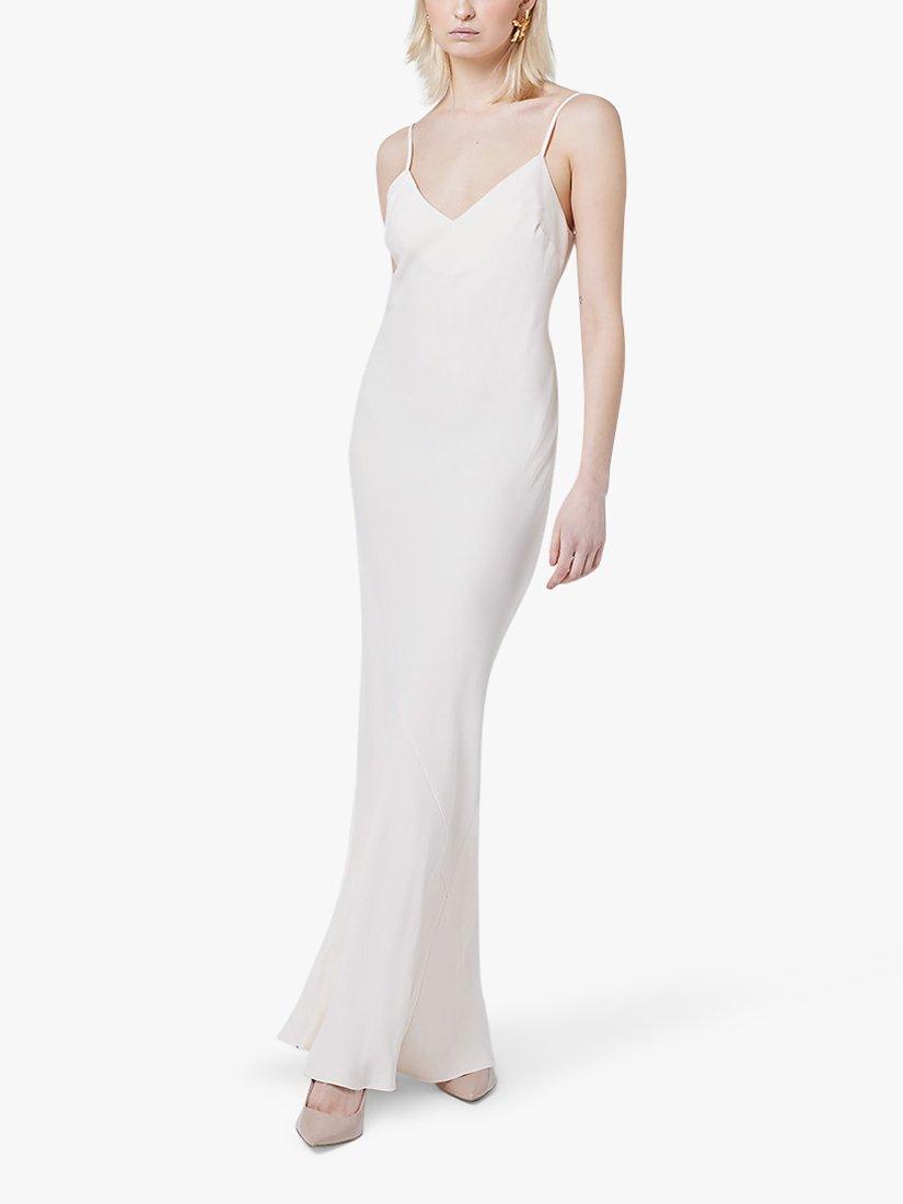 Product image 1 of 3, which shows Maids to Measure Stella Spaghetti Strap Maxi Dress, Champagne Ivory, 8