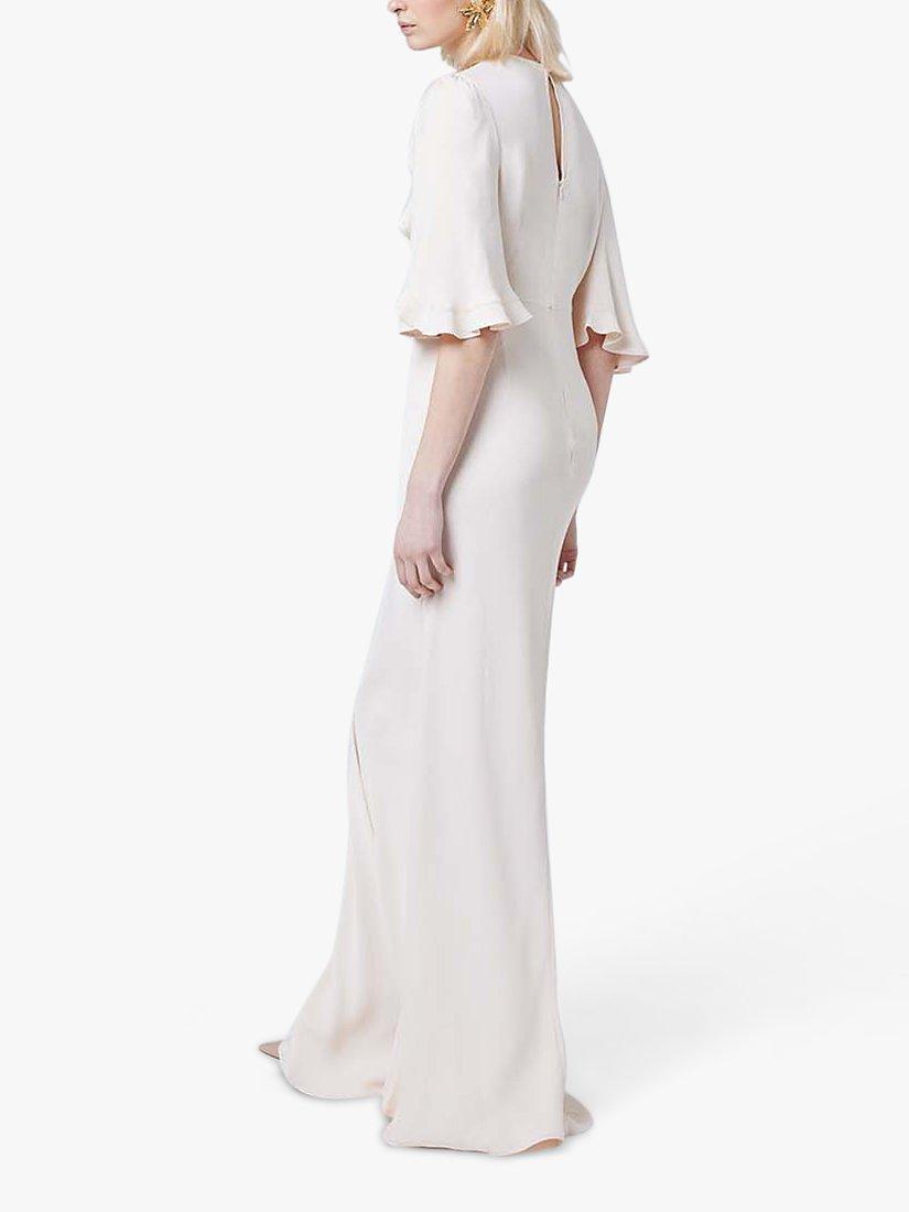 Product image 2 of 3, which shows Maids to Measure Jemima Ruffle Sleeve Maxi Dress, Champagne Ivory, 8