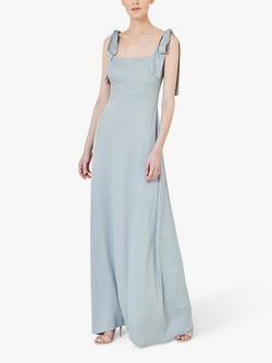 Maids to Measure Allegra Satin Wide Strap Maxi Dress, Duck Egg