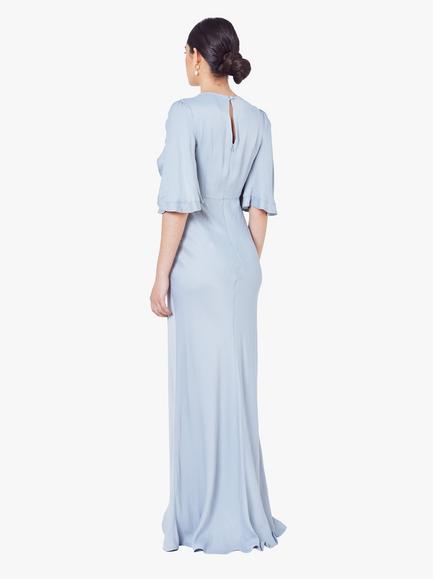 Maids to Measure Jemima Ruffle Sleeve Maxi Dress, Duck Egg - view 2, Duck Egg