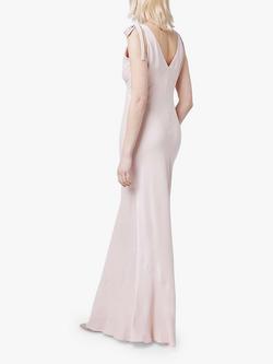 Maids to Measure Celeste Satin V-Neck Maxi Dress, Blush Pink - view 2, Blush Pink