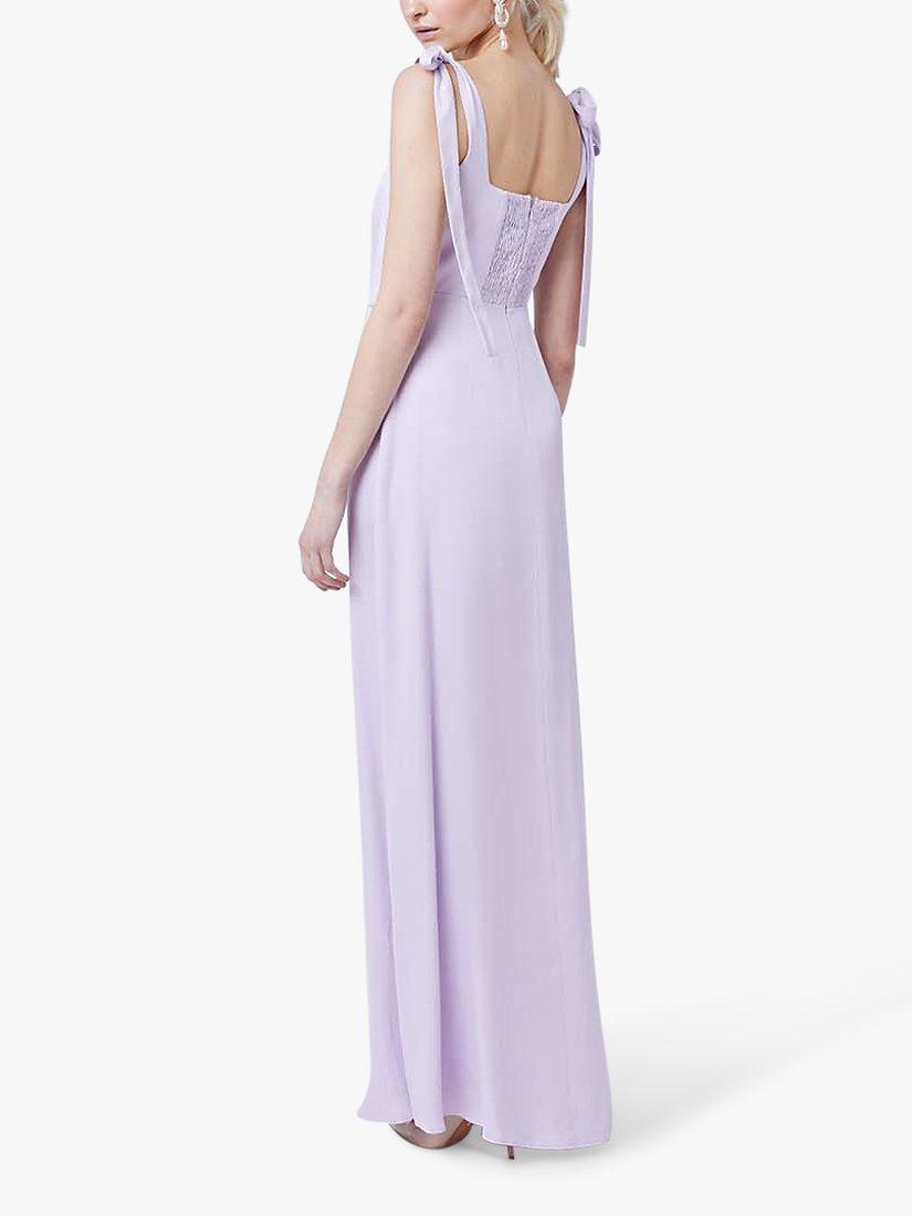 Product image 2 of 3, which shows Maids to Measure Allegra Satin Wide Strap Maxi Dress, Lilac, 8