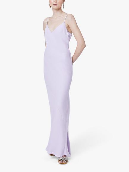 Maids to Measure Stella Sleeveless Satin Maxi Dress, Lilac