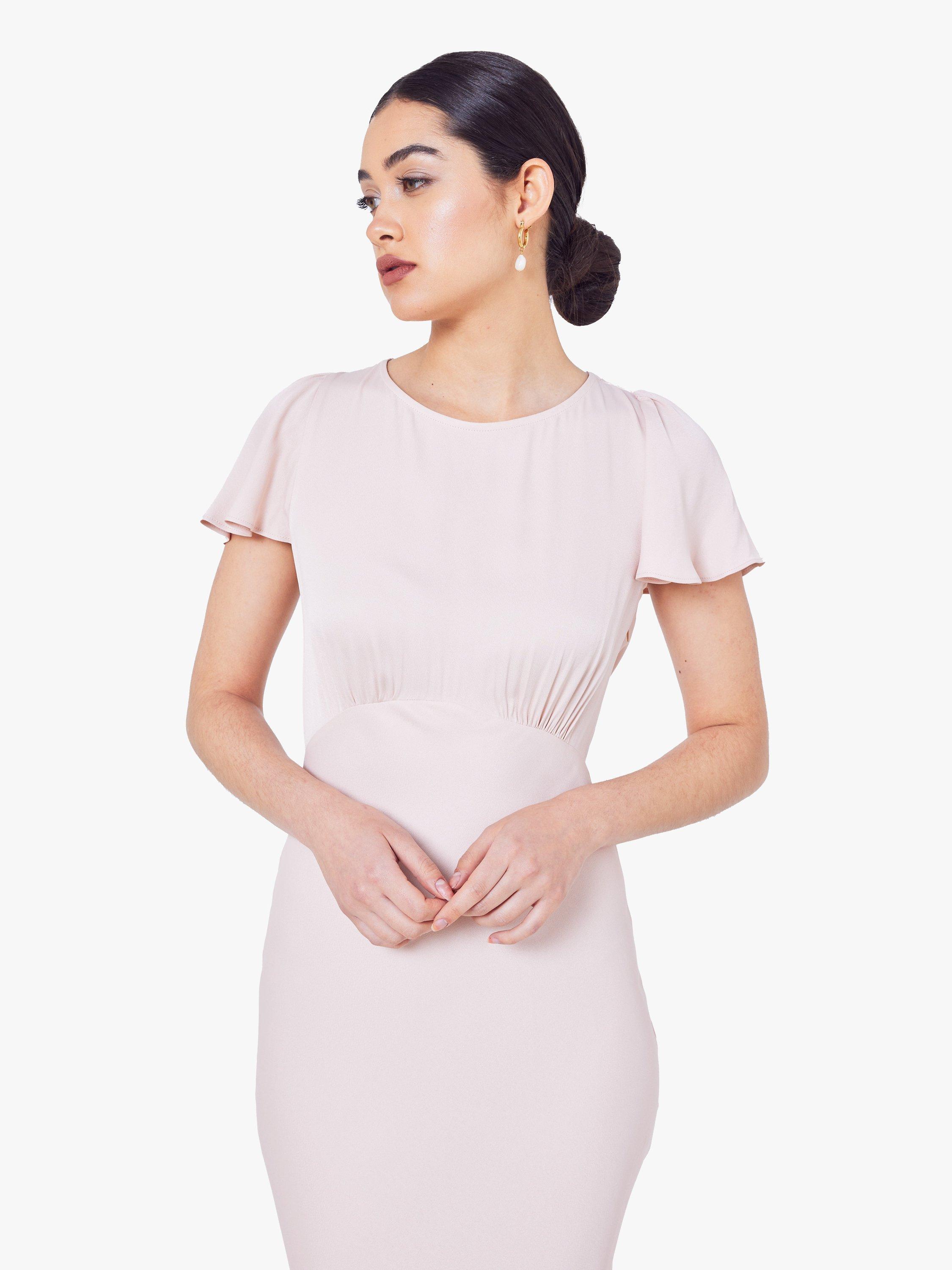 Product image 3 of 3, which shows Maids to Measure Eadie Empire Line Maxi Dress, Blush Pink, 8