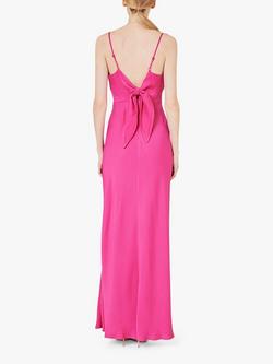Maids to Measure Stella Sleeveless Satin Maxi Dress - view 2, Hot Pink