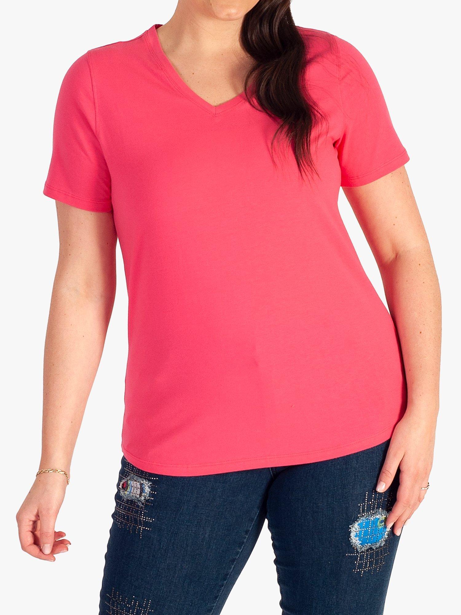 chesca V-Neck T-Shirt, Coral