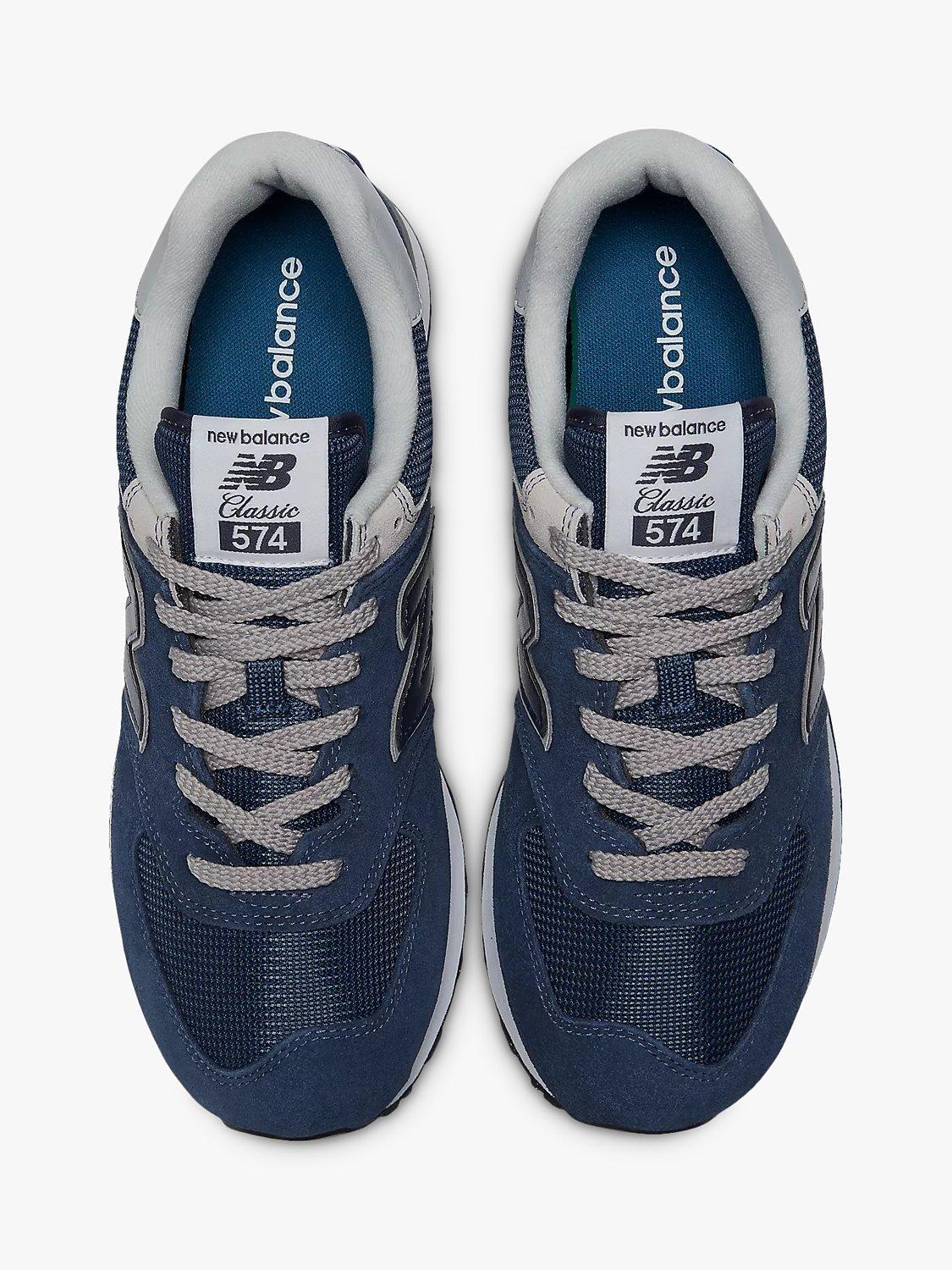 Product image 4 of 8, which shows New Balance 574 Suede Trainers, Navy/White, 7
