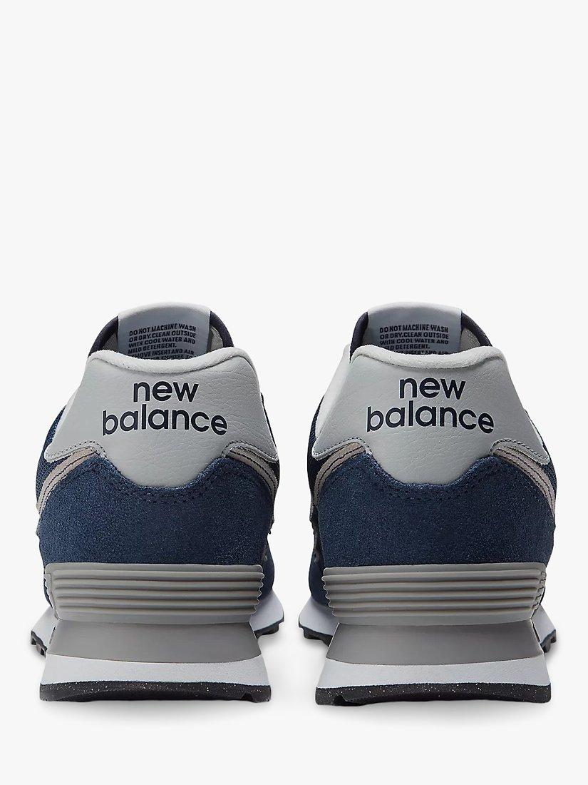 Product image 5 of 8, which shows New Balance 574 Suede Trainers, Navy/White, 7
