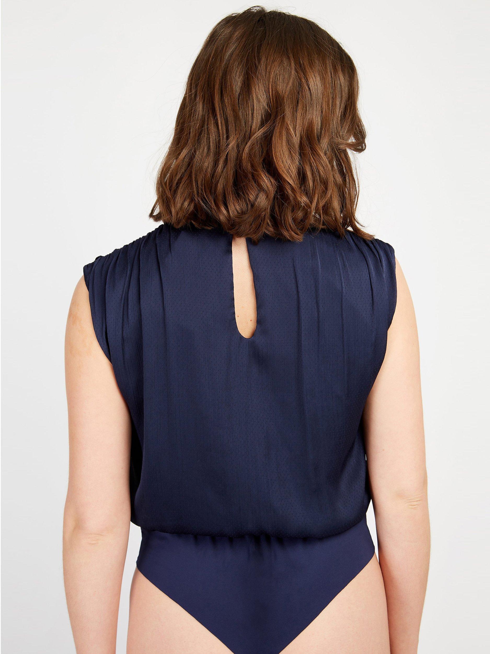 Product image 2 of 4, which shows Little Mistress Tex Sleeveless Bodysuit, Navy, 8