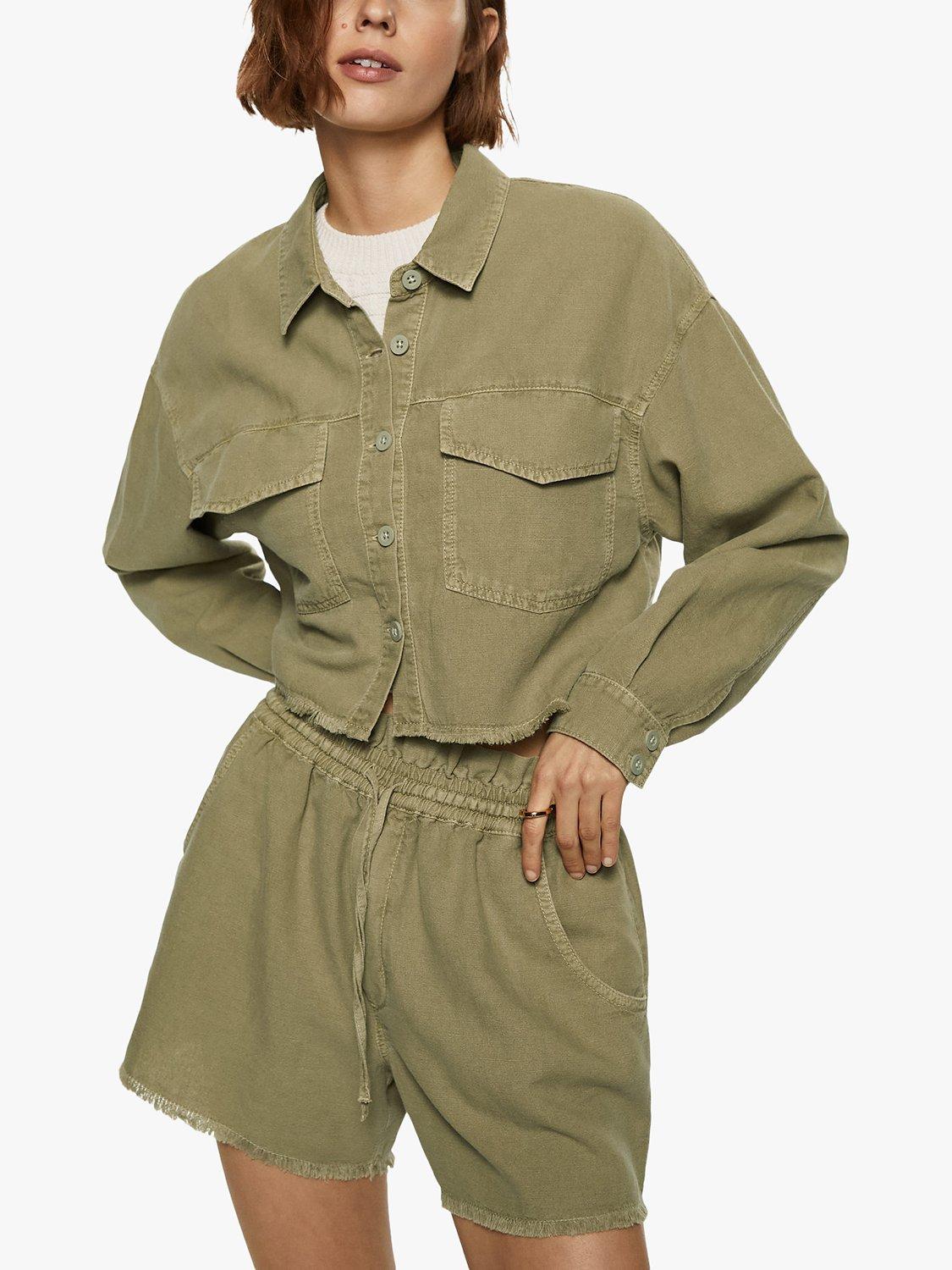 Mango Nala Cotton Linen Shirt, Khaki