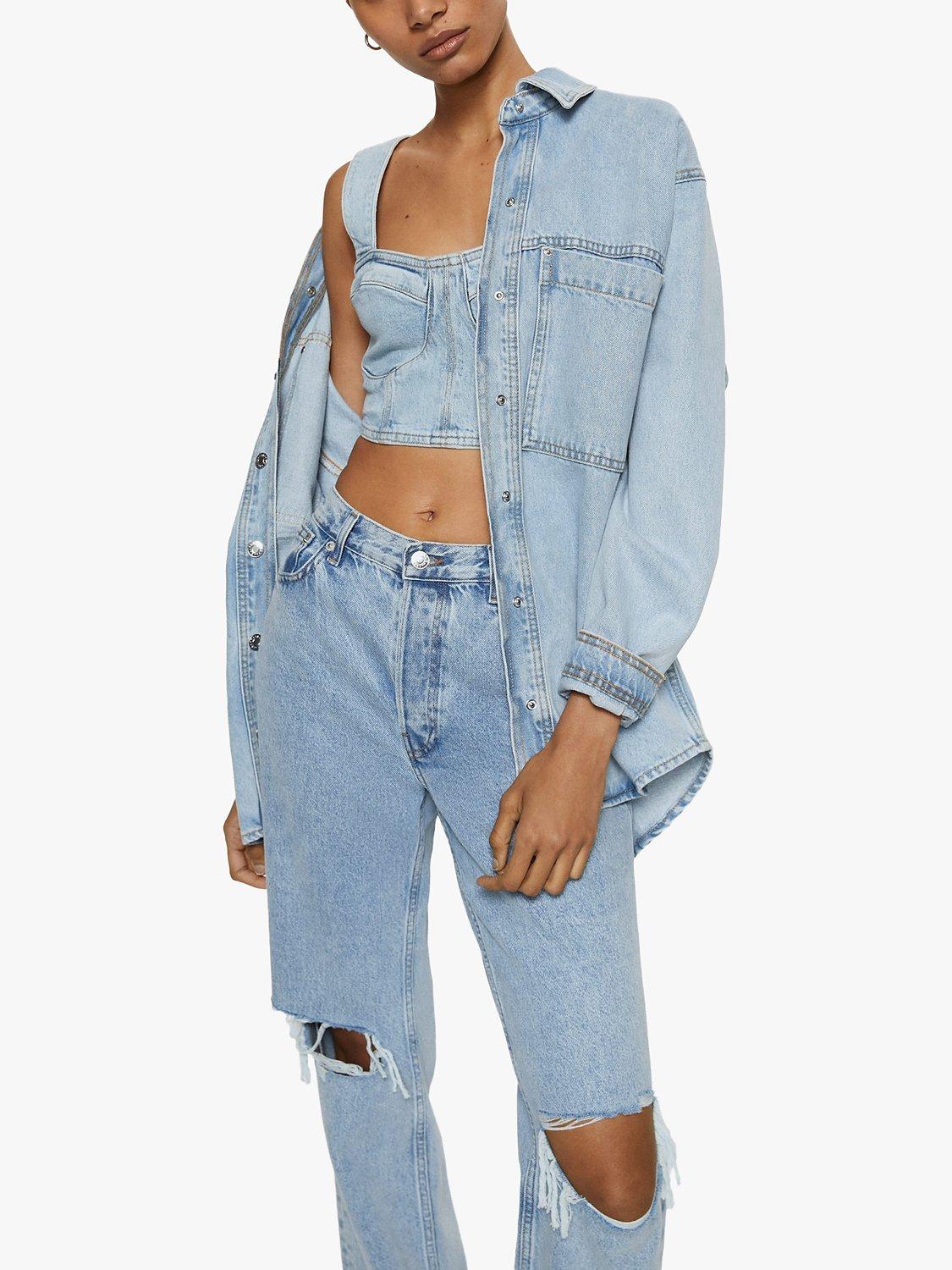 Mango Zoe Corset Style Top, Open Blue