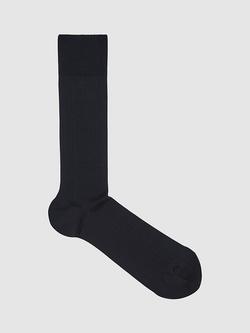 Reiss Fela Cotton Blend Ribbed Socks, Navy