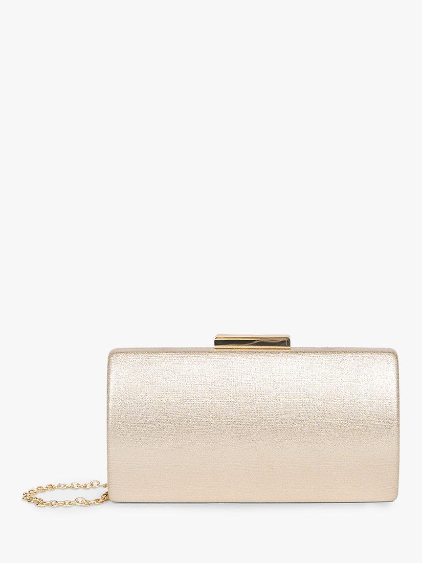 Product image 1 of 3, which shows Paradox London Dionne Box Clutch Bag, Champagne, One Size