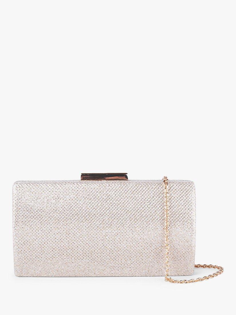 Paradox London Dionne Textured Box Clutch Bag, Champagne, One Size