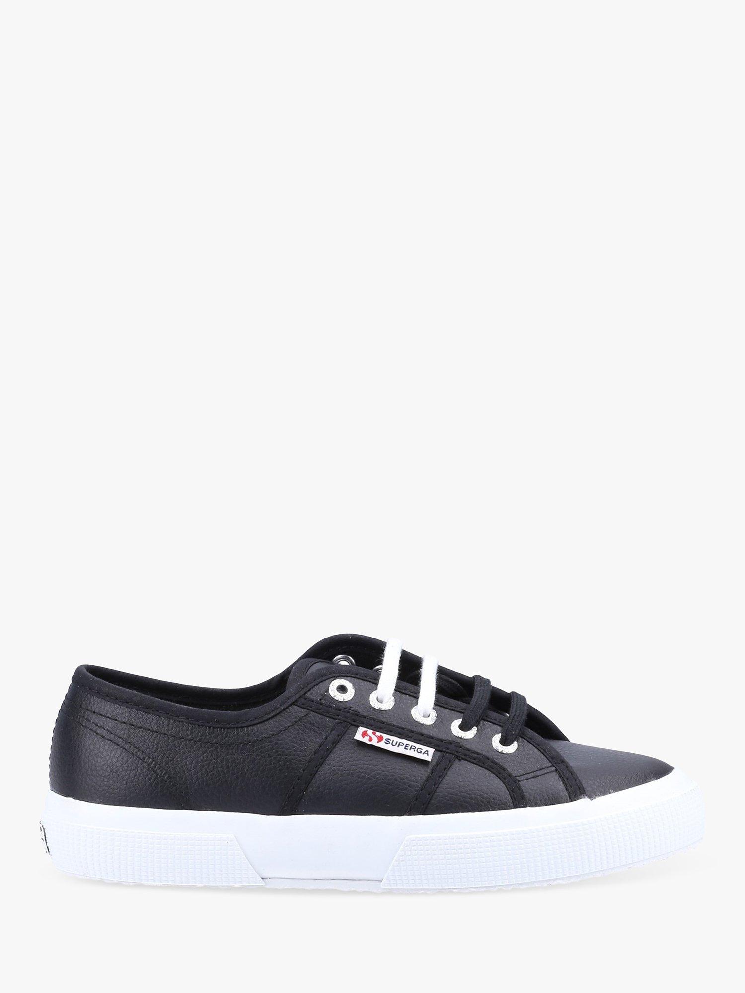 Superga 2750 Tumbled Leather Trainers, Black
