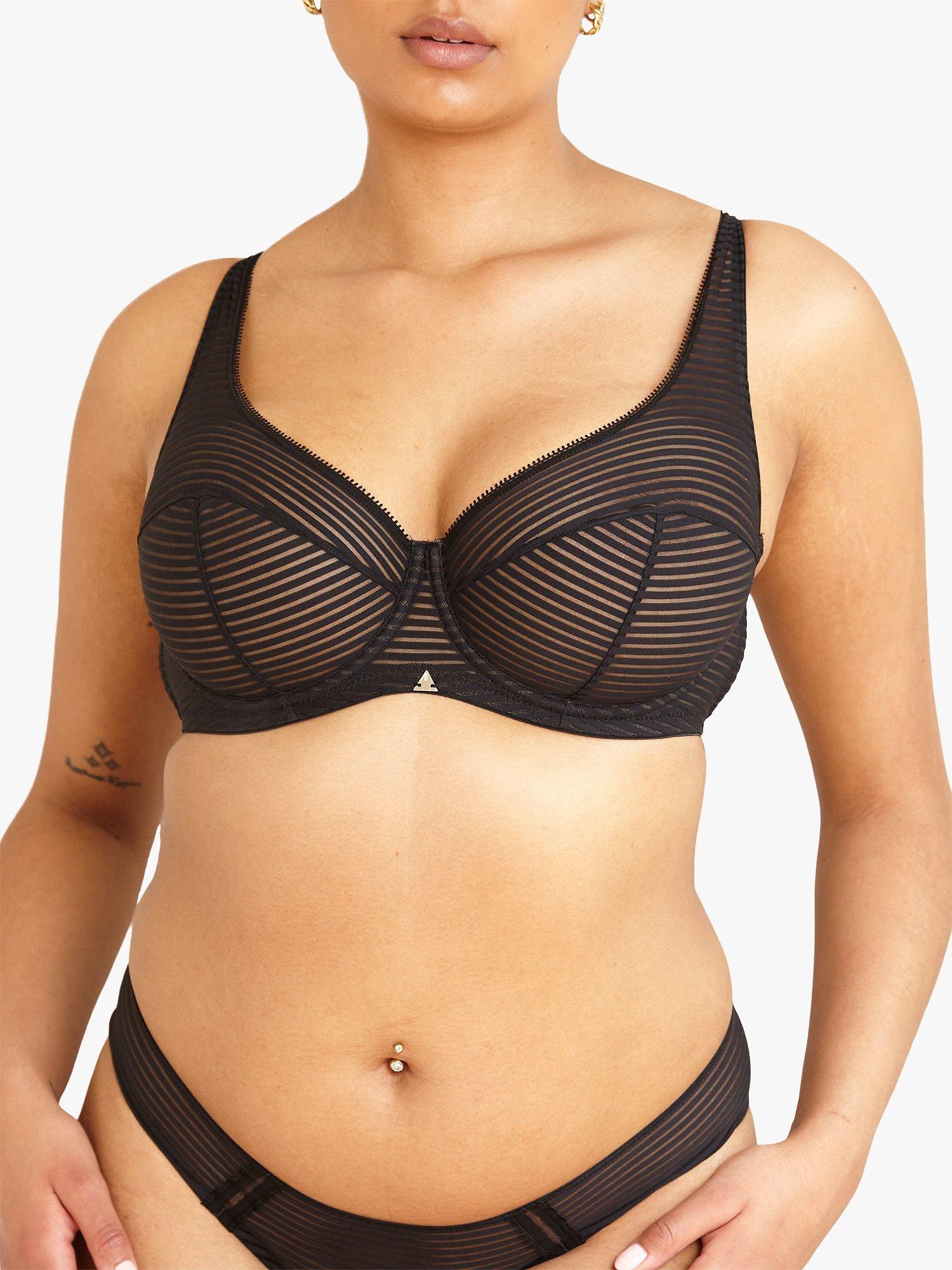 Beija London Stripes Z Non Padded Underwired Bra, Black, 32FF