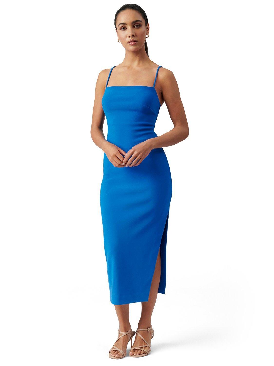 Forever New Alisandra Side Split Midi Dress, Zinc Blue, 6