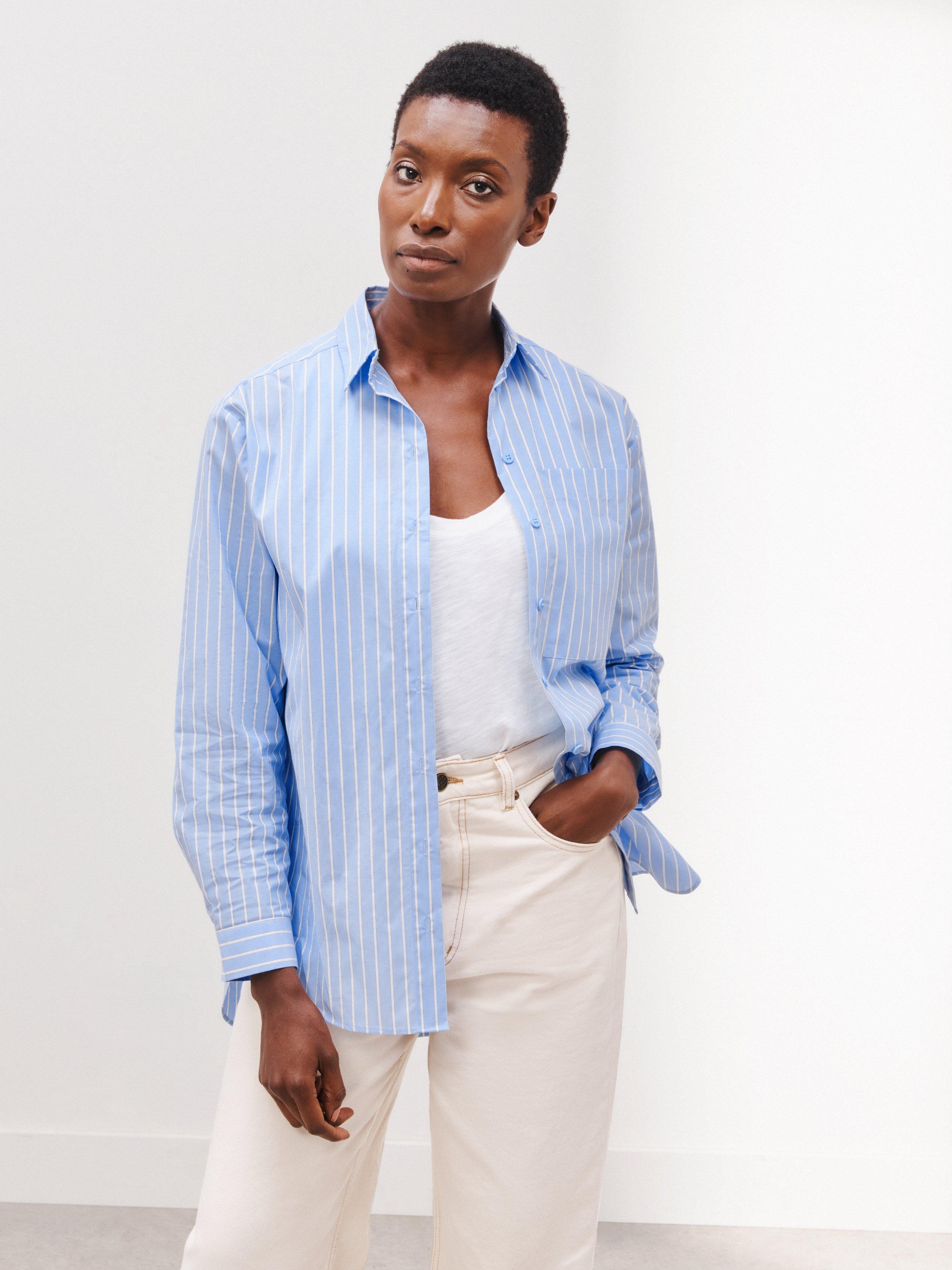 John Lewis Stripe Cotton Shirt, Blues