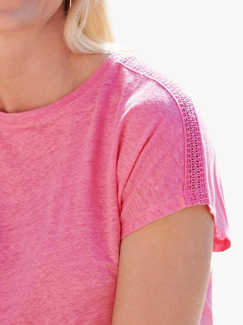 Product image 2 of 2, which shows Pure Collection Boat Neck Linen T-Shirt, Hot Pink, 8