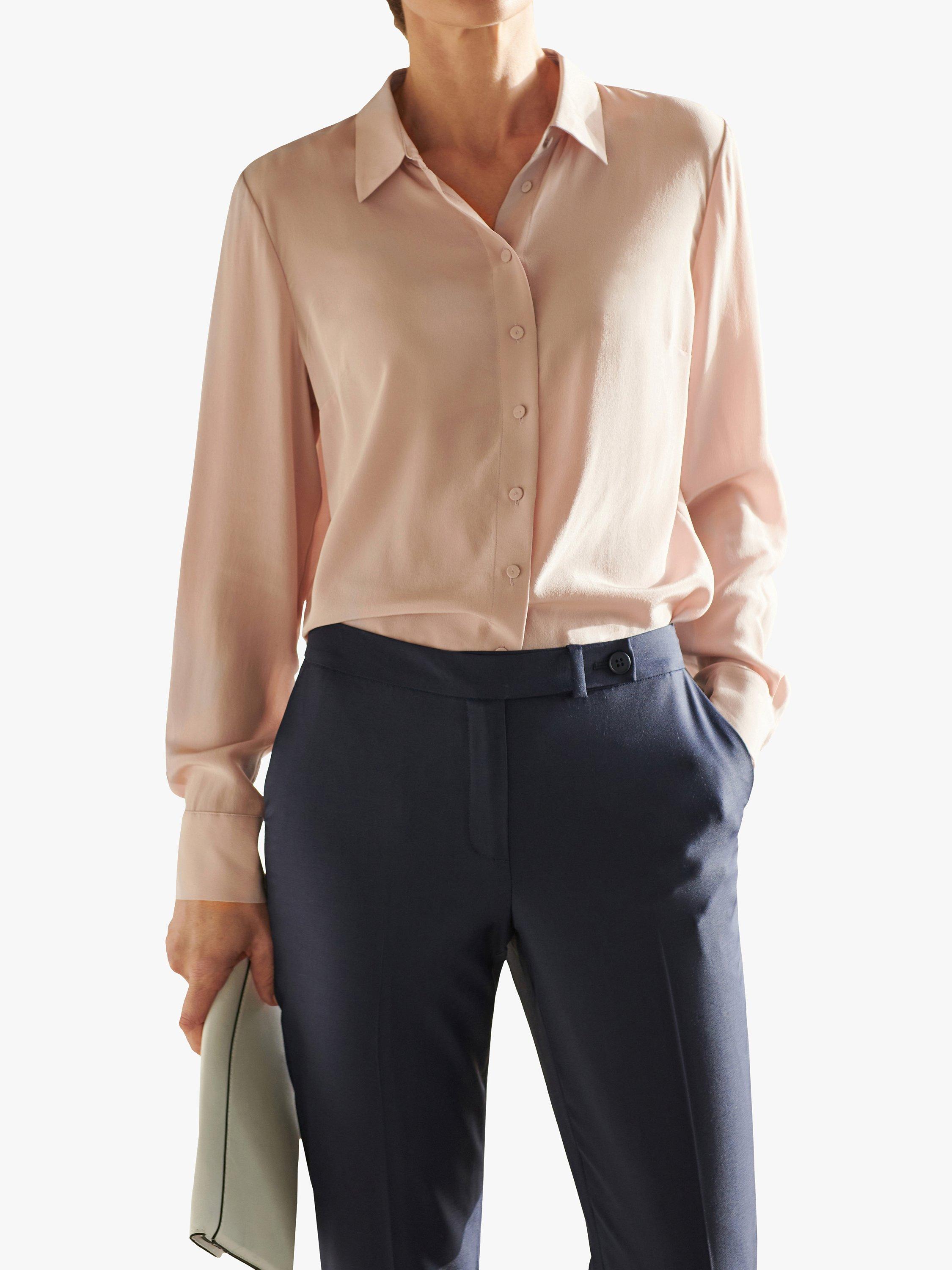 Product image 1 of 3, which shows Pure Collection Silk Relaxed Fit Shirt, Oyster, 8