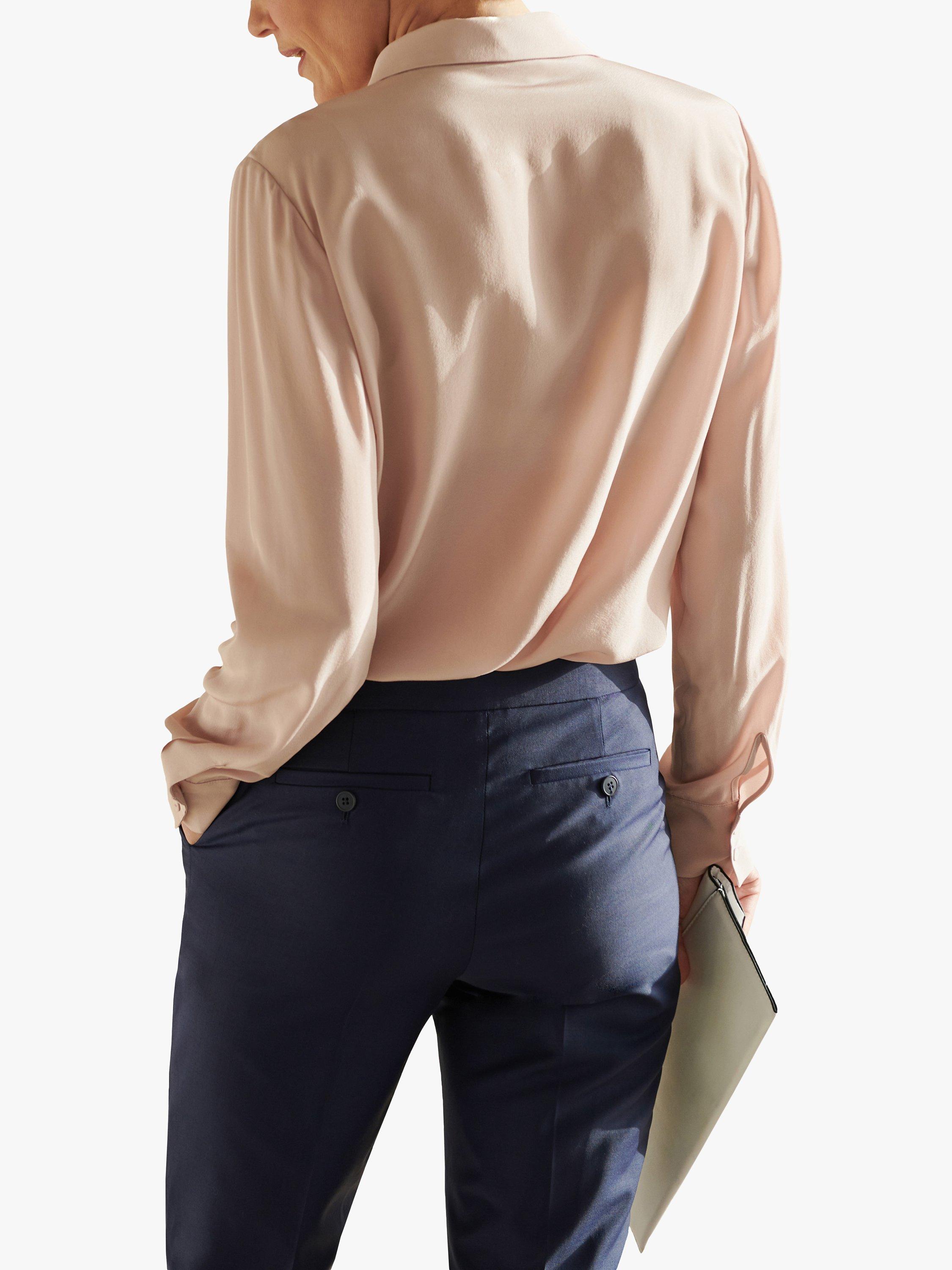 Product image 2 of 3, which shows Pure Collection Silk Relaxed Fit Shirt, Oyster, 8