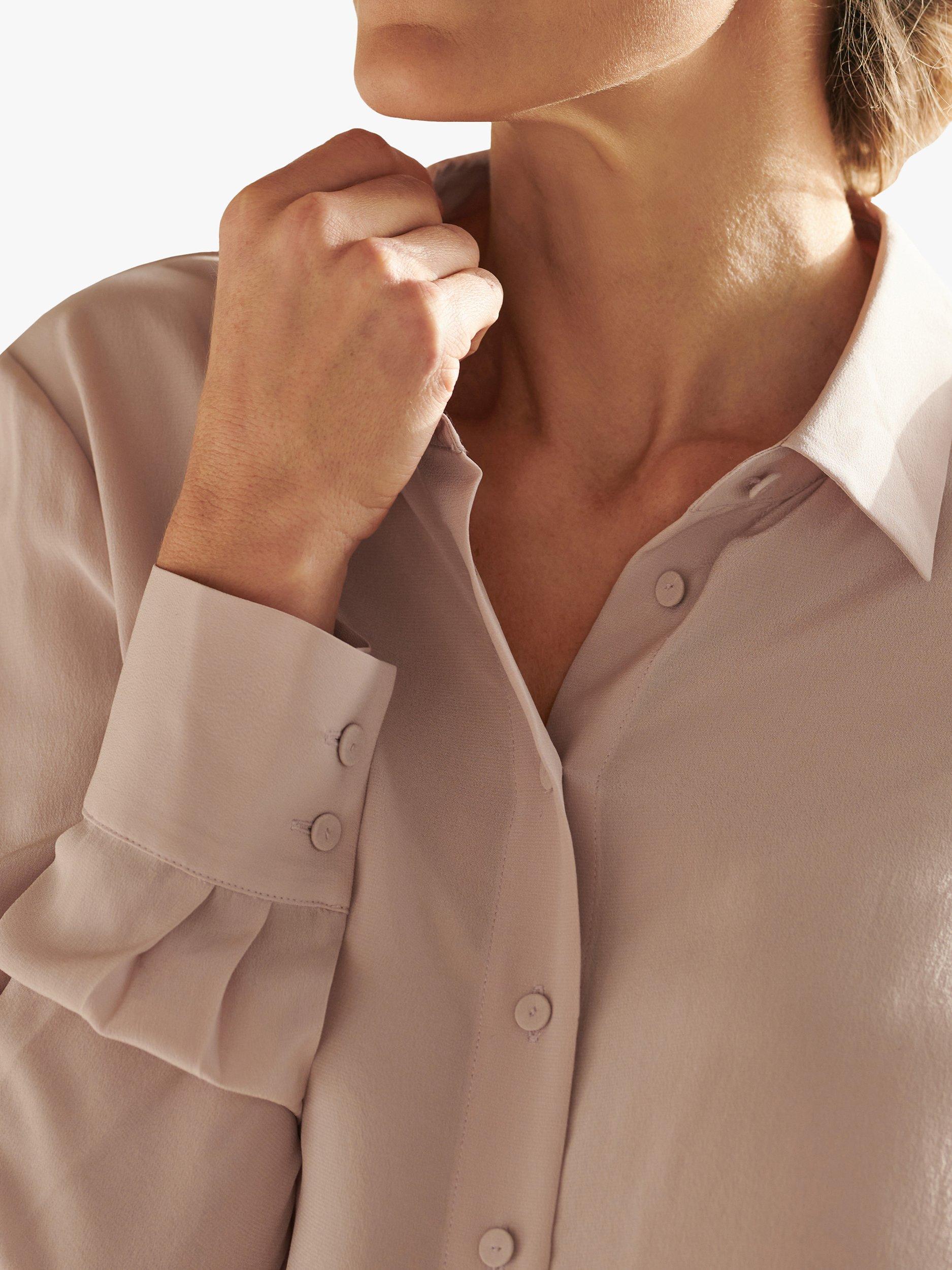Product image 3 of 3, which shows Pure Collection Silk Relaxed Fit Shirt, Oyster, 8