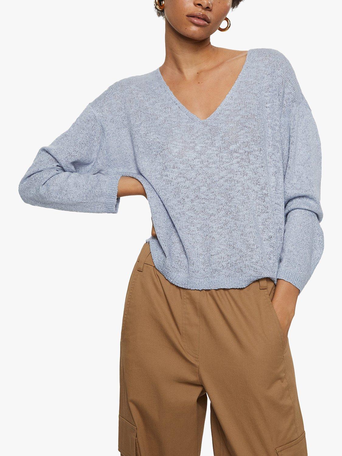 Mango Oporto Openwork Knit Jumper, Pastel Blue, S
