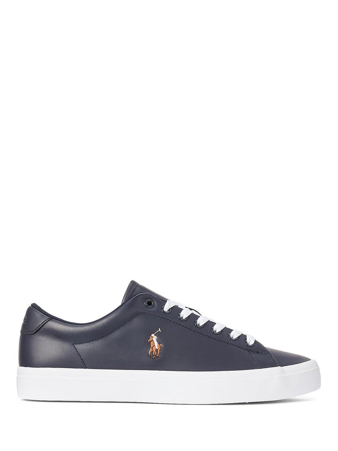 Product image 1 of 4, which shows Polo Ralph Lauren Longwood Leather Trainers, Hunter Navy, 12