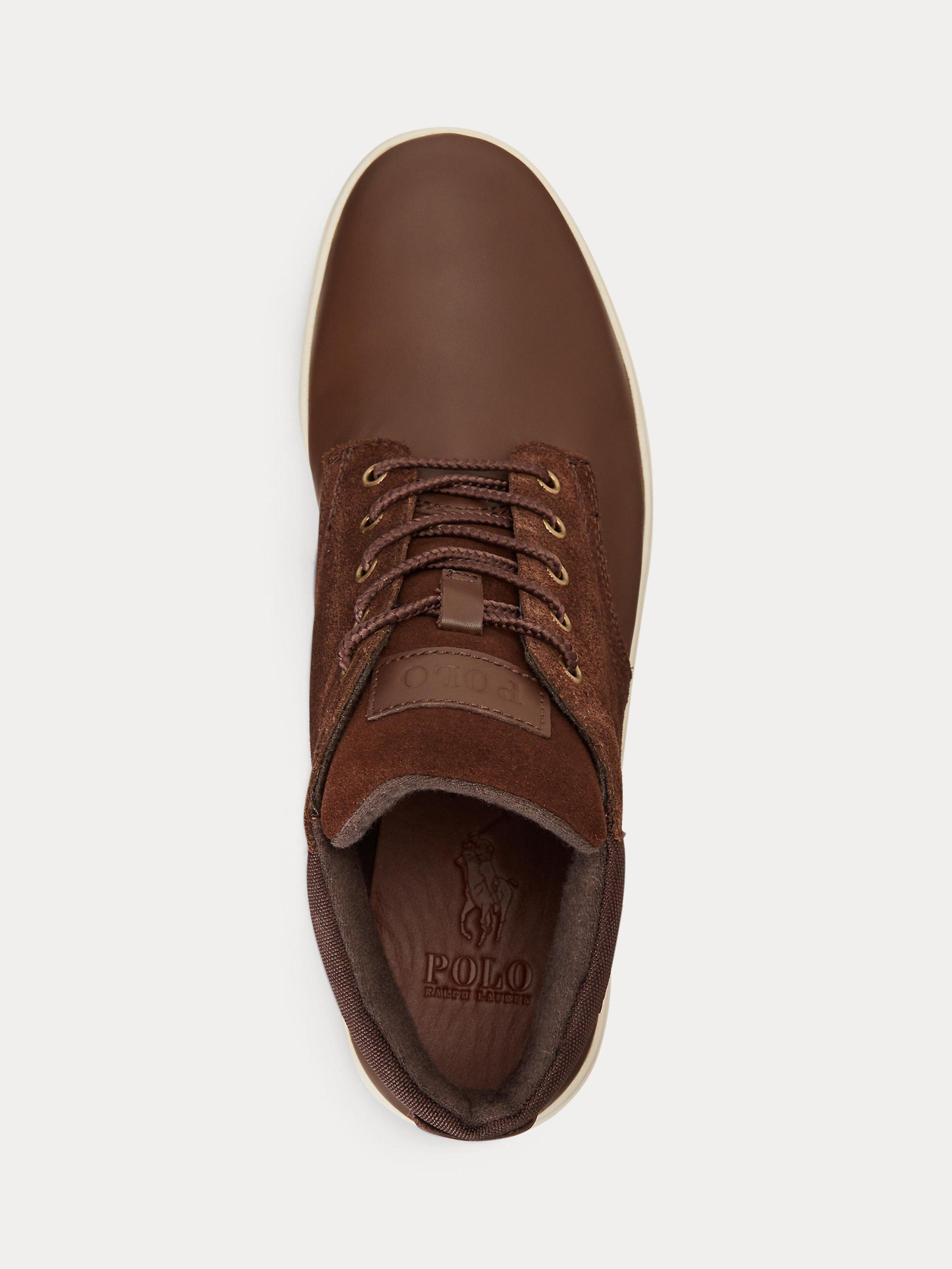 Ralph Lauren Waterproof Leather Suede Sneaker Boots Brown