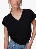 Whistles Willa Organic Cotton V-Neck Cap Sleeve T-Shirt