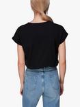 Whistles Willa Organic Cotton V-Neck Cap Sleeve T-Shirt, Black