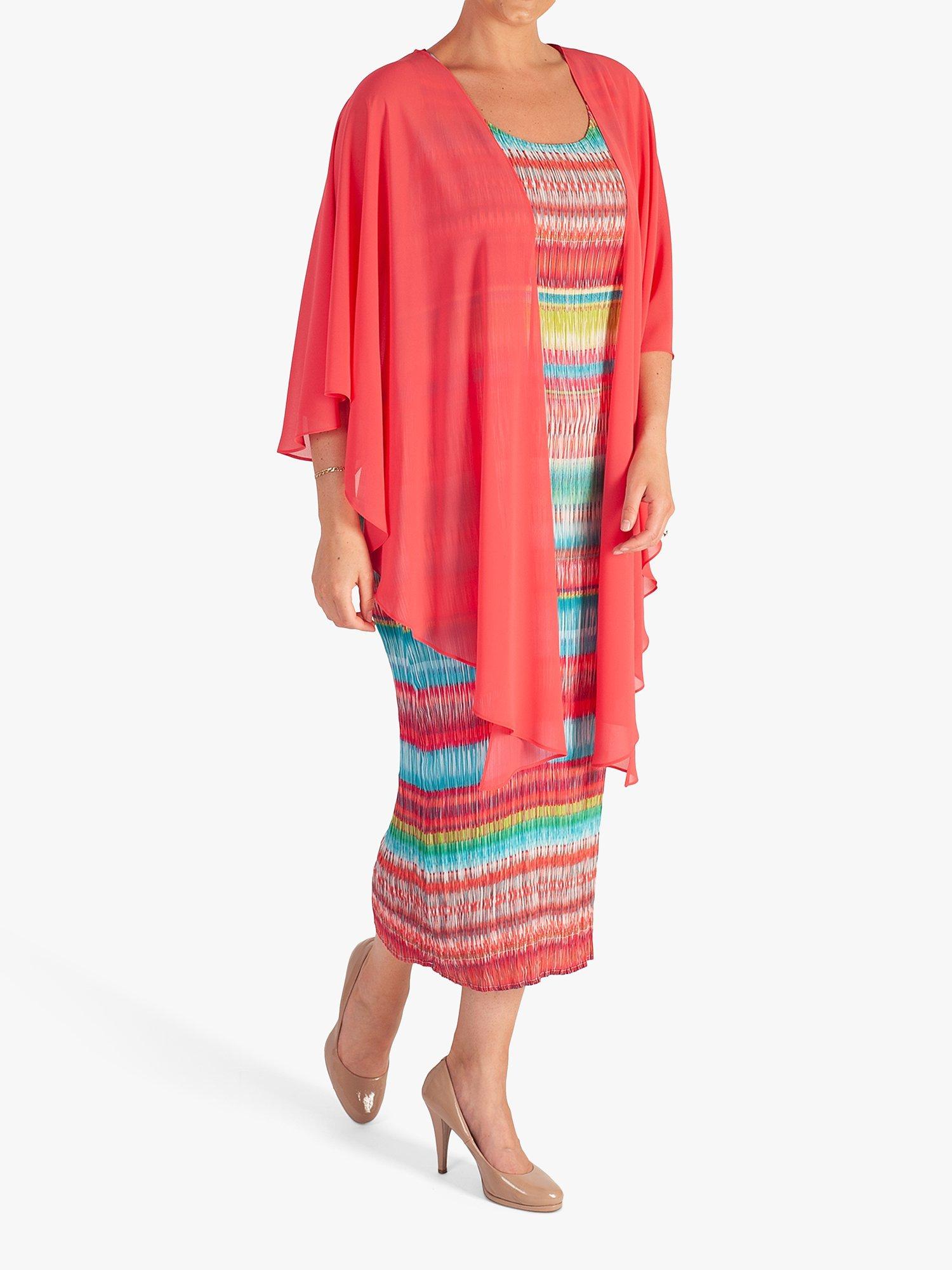 Product image 3 of 4, which shows chesca Chiffon Shawl, Coral, One Size