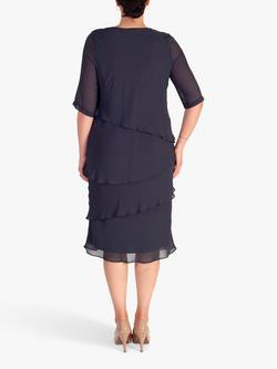 chesca Layered Knee Length Dress - view 2, Pewter