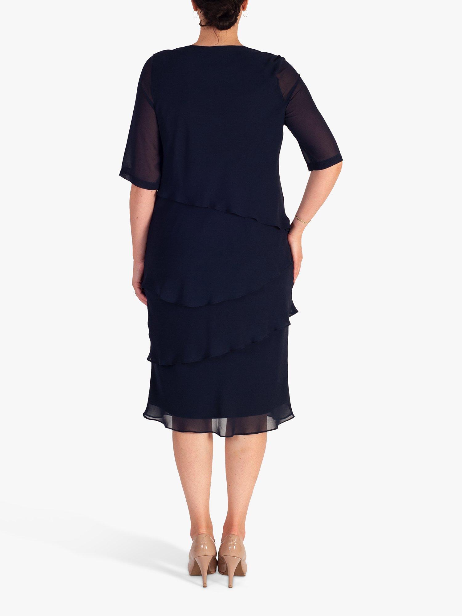 Product image 2 of 5, which shows chesca Layered Knee Length Dress, Navy, 14