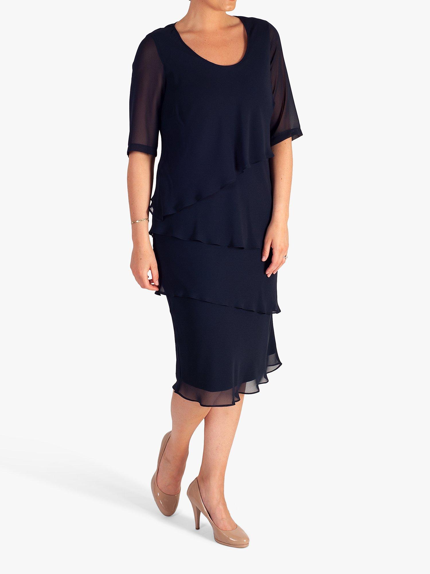 Product image 4 of 5, which shows chesca Layered Knee Length Dress, Navy, 14
