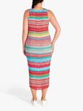 chesca Stripe Plisse Midi Dress, Coral/Multi