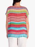 chesca Stripe Print Short Sleeve Top, Coral/Multi