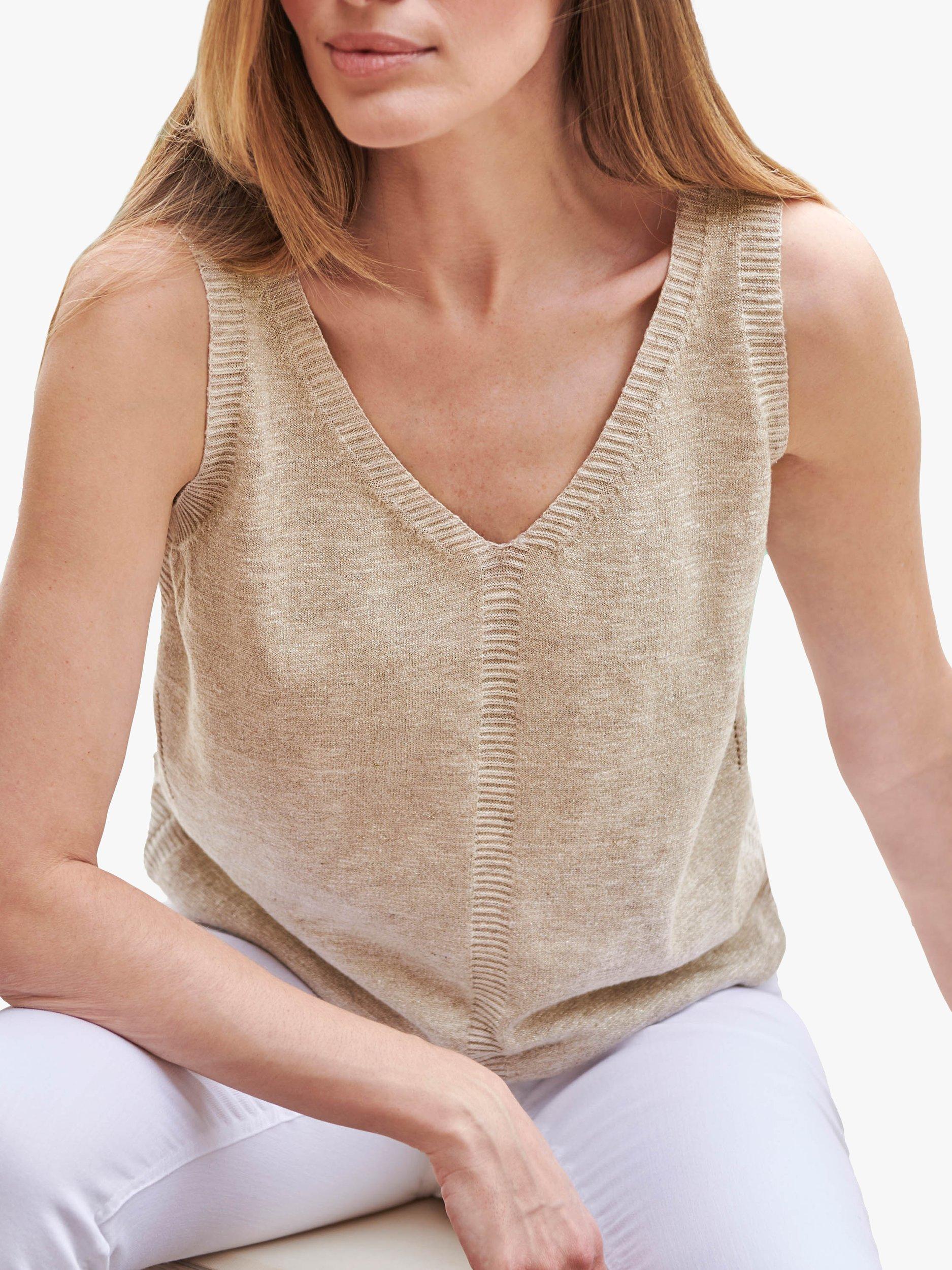 Product image 3 of 3, which shows Pure Collection Knitted Vest, Neutral/Gold, 8