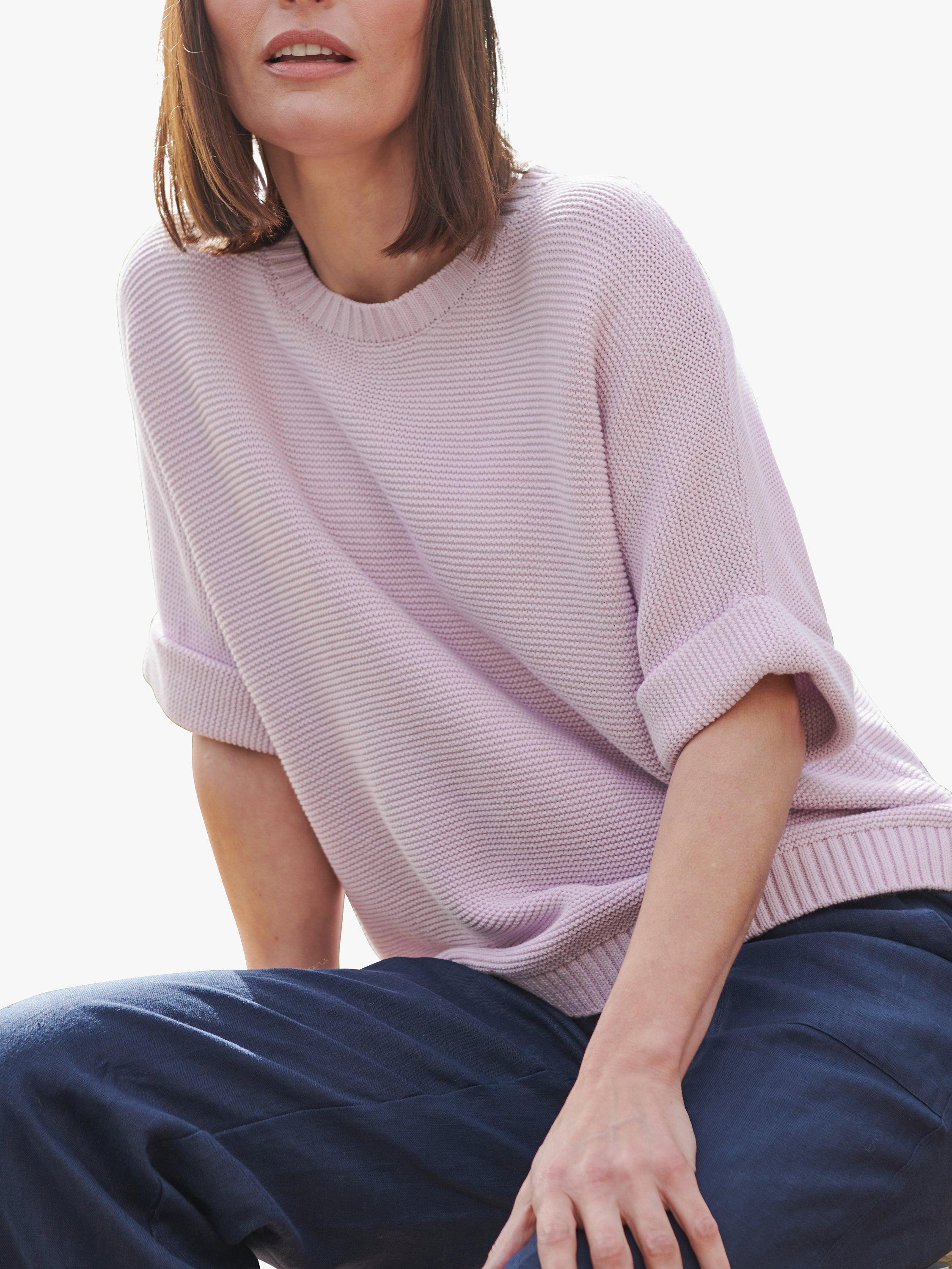 Pure Collection Cotton Crew Neck Jumper, Lilac