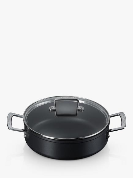 Le Creuset Toughened Non-Stick Sauteuse Pan & Lid - view 2, Black