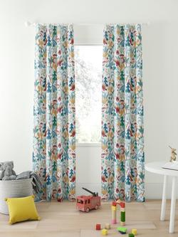 John Lewis Forest Dinosaur Print Pencil Pleat Blackout Children's Curtains, Multi, Multi