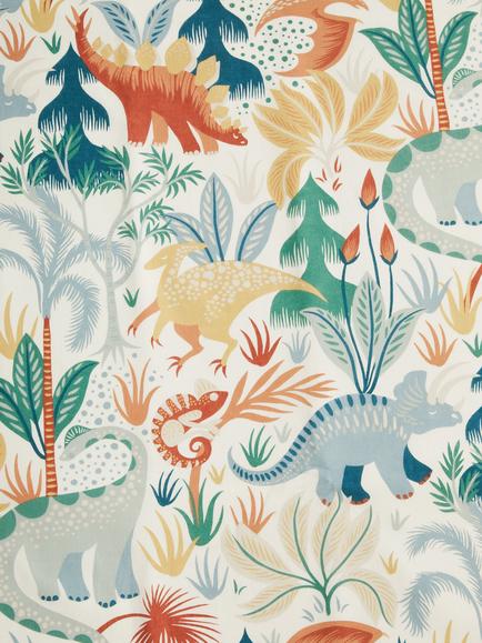 John Lewis Forest Dinosaur Print Pencil Pleat Blackout Children's Curtains, Multi - view 2, Multi