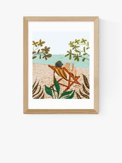 EAST END PRINTS 83 Oranges 'Vacay Book Club' Framed Print, Oak Frame