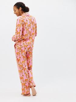 Their Nibs Cheetah Long Sleeve Shirt Pyjama Set, Hot Pink - view 2, Hot Pink