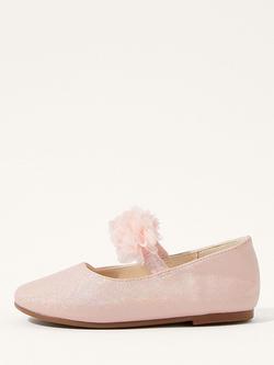 Monsoon Kids' Corsage Ballerina Flats, Pink - view 2, Pink