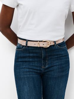 John Lewis Medium Croc Leather Belt - view 2, Nude Croc