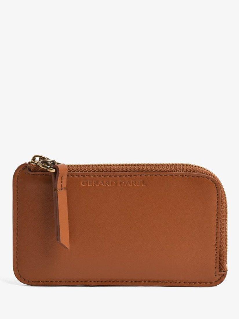 Gerard Darel Leather Small Card Holder, Camel
